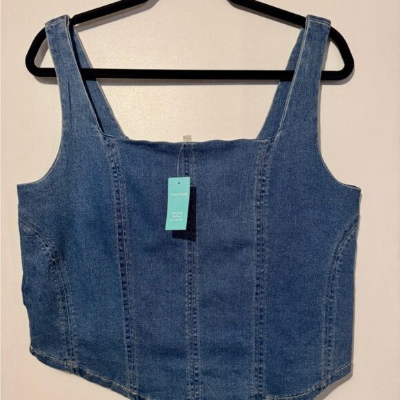 Maurices Denim Crop Top with Square Neck Sleeveless Bustier Style -Size XXL -NWT - Picture 1 of 4